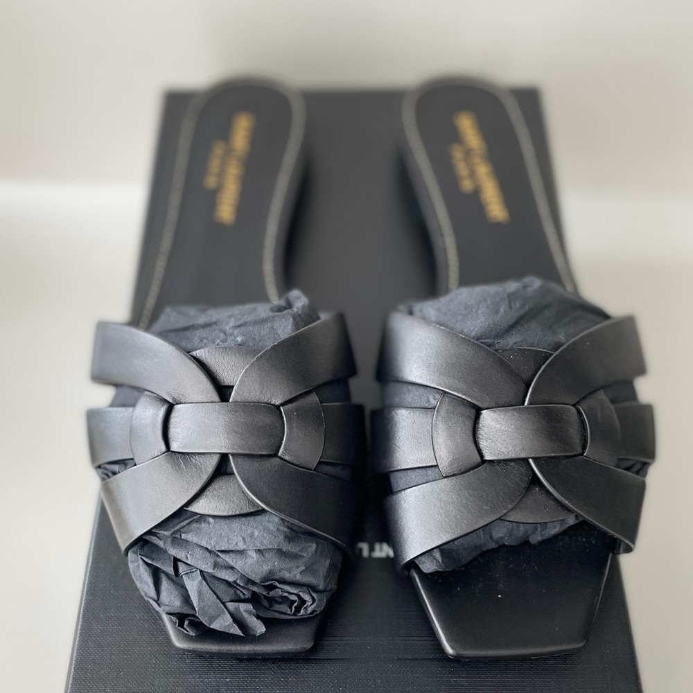 Saint Laurent Tribute Leather Slides 37